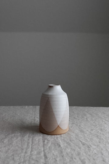 Stoneware Bud Vase - White Petal Glaze